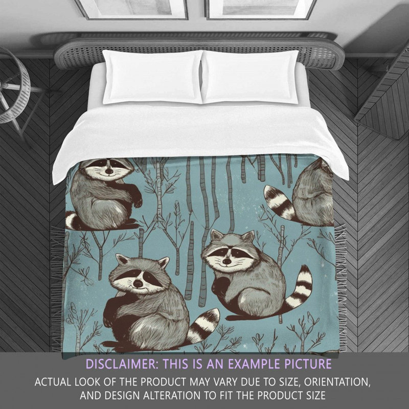 Racoons Animals Blue Bedding, King Comforter