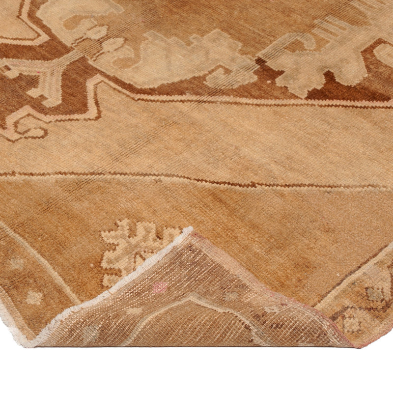 Beige Vintage Traditional Turkish Wool Runner - 6'2" x 17'2"