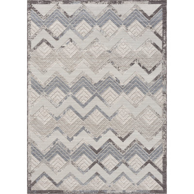 Jameer Chevron High-Low Pile Indoor/Outdoor Durable Performance Area Rug