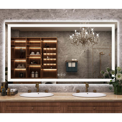 Dokes Frameless Anti-Fog LED Lighted Dimmable Wall Mounted Bathroom Vanity Mirror