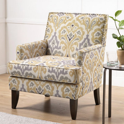 Madison Park Colton Track Arm Club Chair - Modern Accent Chair in Gray Polyester with Nailhead Trim
