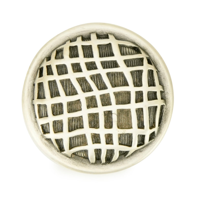 LINEN WEAVE KNOB; FLORENTINE , Silver