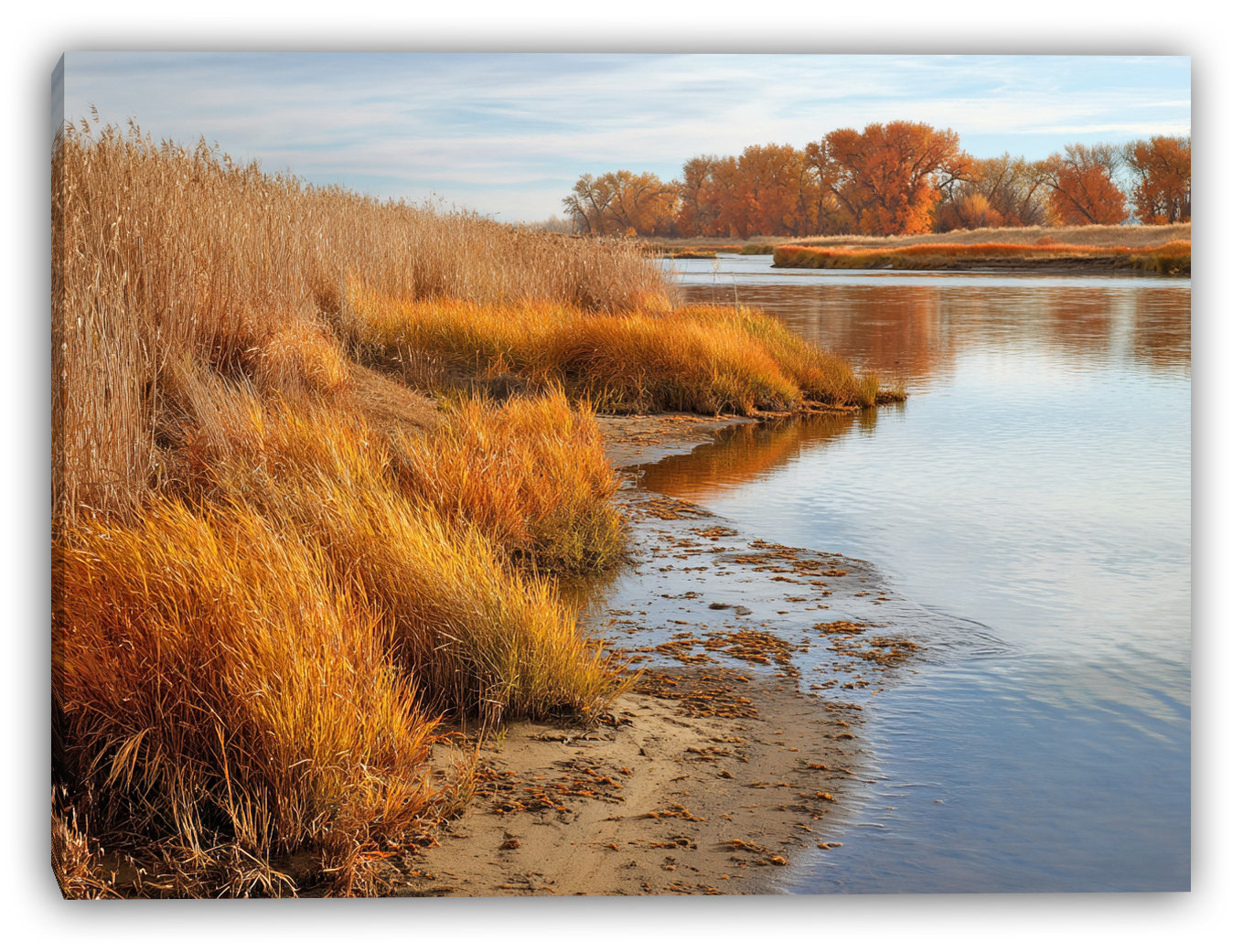 Union Rustic Golden Riverside Calm Wrapped Canvas Wall Art | Wayfair