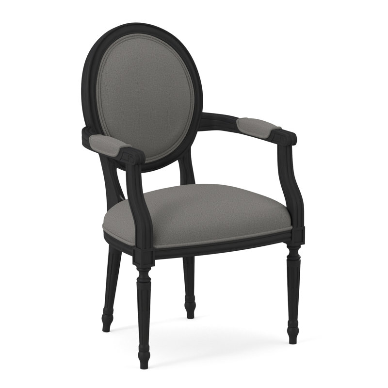 Chaise avec accoudoirs en tissu Dauphin, Espresso, Ciel Kinsley