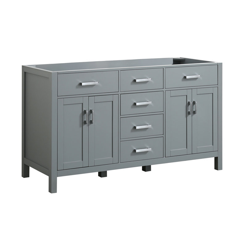 Petrel 60'' Double Bathroom Vanity Base Only, Gray