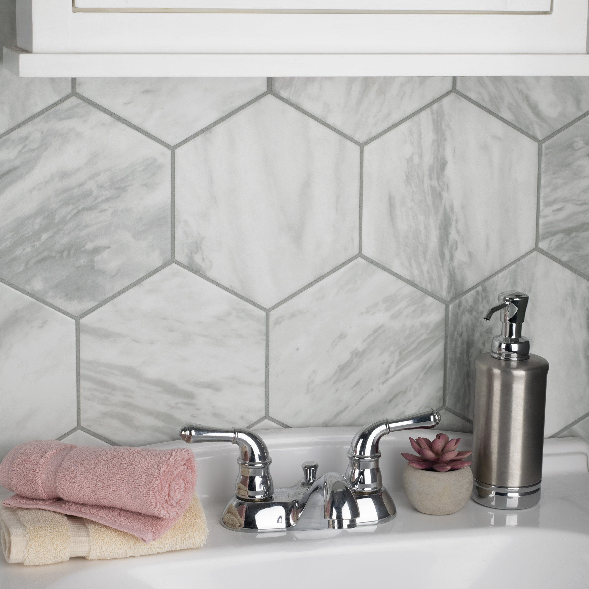 Classico Bardiglio Hex 7" x 8" Porcelain Stone Look Wall & Floor Tile
