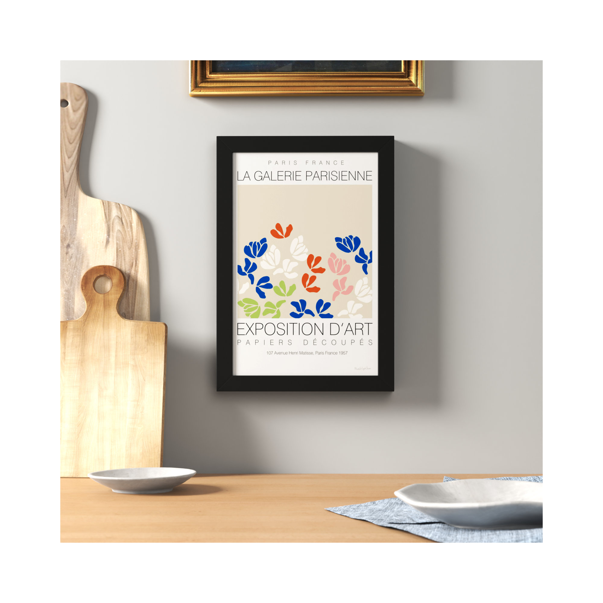 Fleurs De Matisse by Mercedes Lopez Charro, Black, 23" W x 33" H