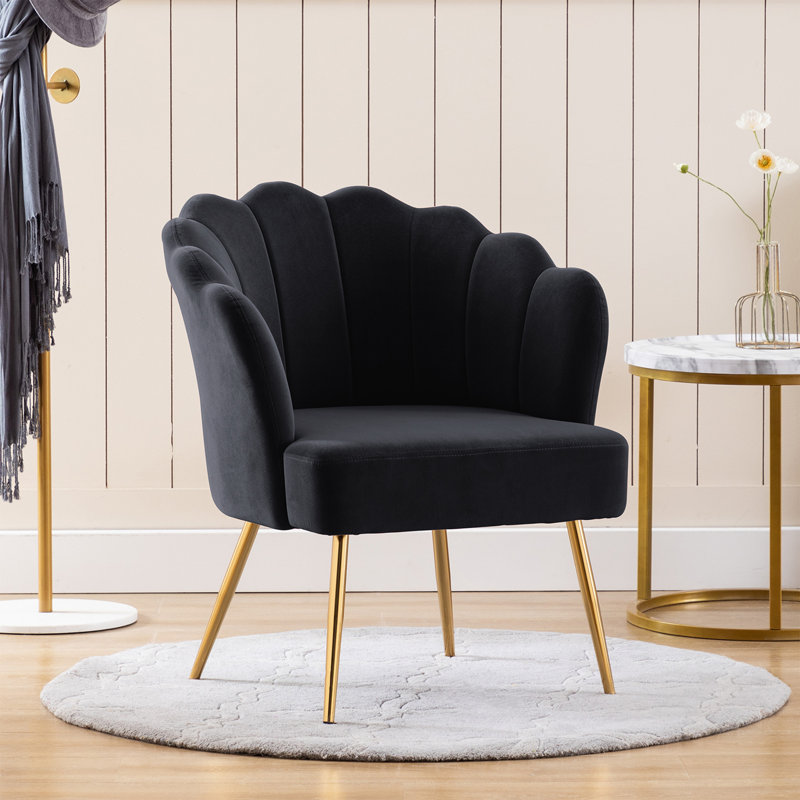 Fauteuil demi-tonneau 26,75 po, Velours noir