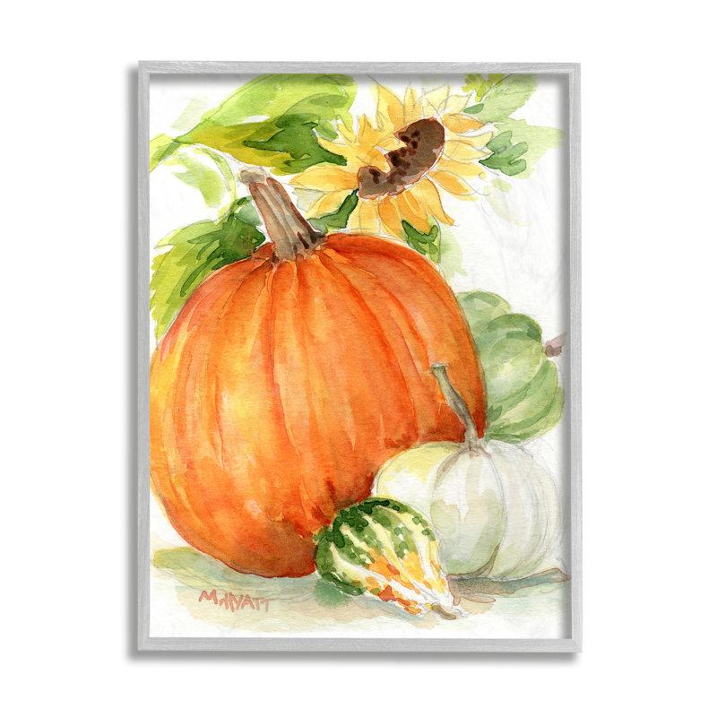 «Pumpkin Sunflower and Gourd Fall Farm Harvest», reproduction d'art, Estampe numérique Farmhouse