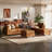 Caynemore 7-Piece 118.5'' Reversible Modern L-Shape Sectional Sofa With Storage Seat- Faux Leather-Brown-1299723533