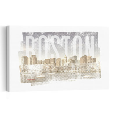 «Vintage Boston City View Modern Retro Vintage Architecture City», reproduction d'art murale