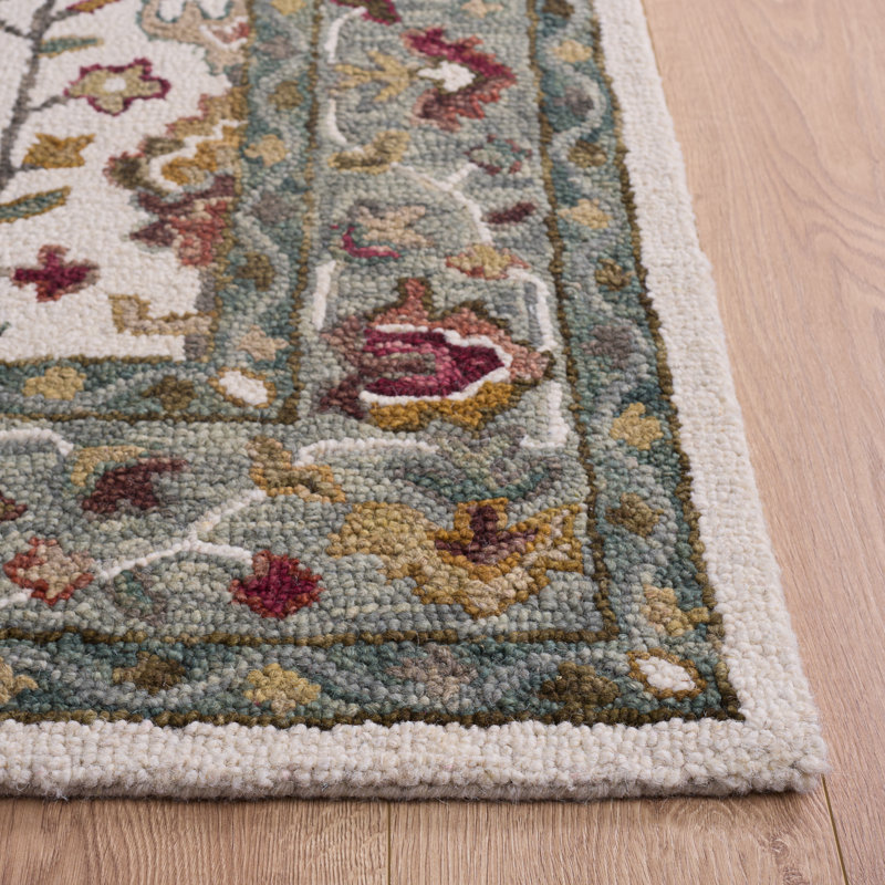 Tapis oriental en laine / coton touffeté à la main ivoire / gris, Tapis de couloir 2 pi 3 po x 9 pi