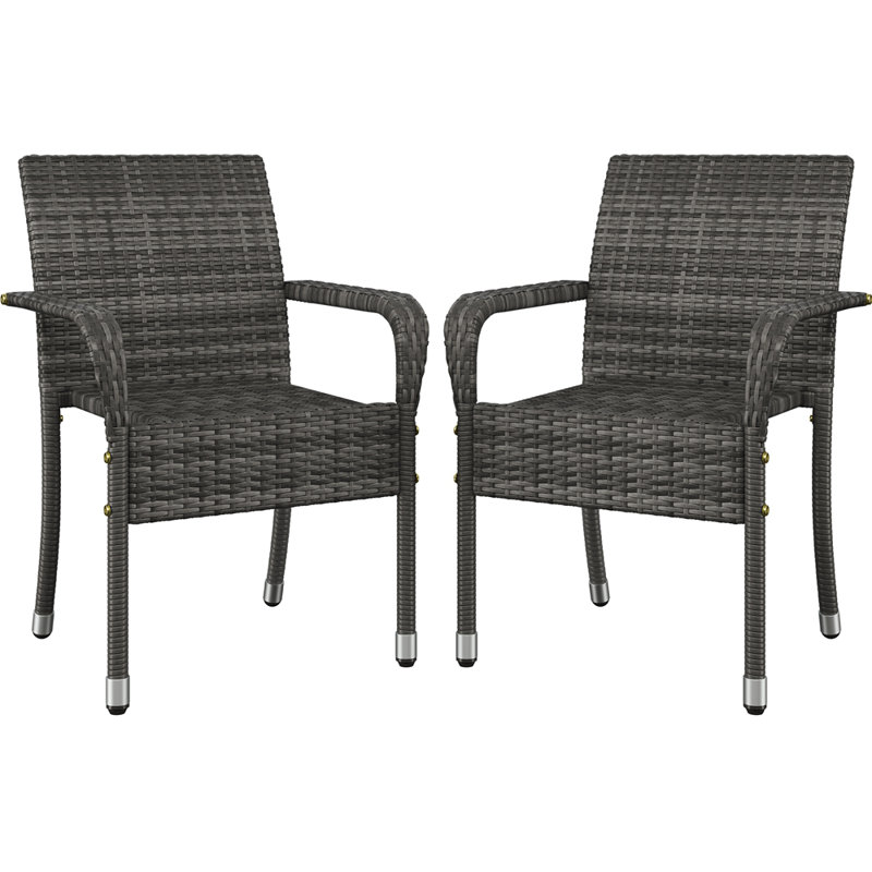 Stackable Outdoor Patio Dining Armchair, Grey