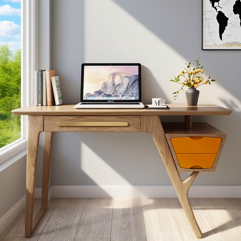 Bureau chic en bois massif: contraste moderne et utilitaire, H 29,53 po x l 47,24 po x P 19,69 po