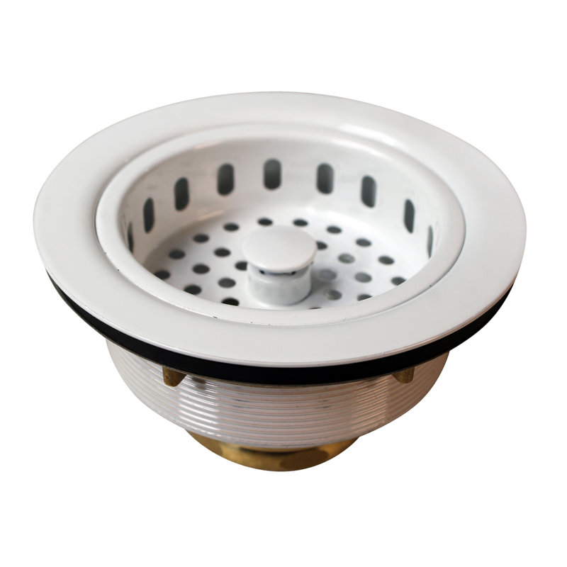Solid Brass Style Kitchen Sink Basket Strainer, Powder Coat White