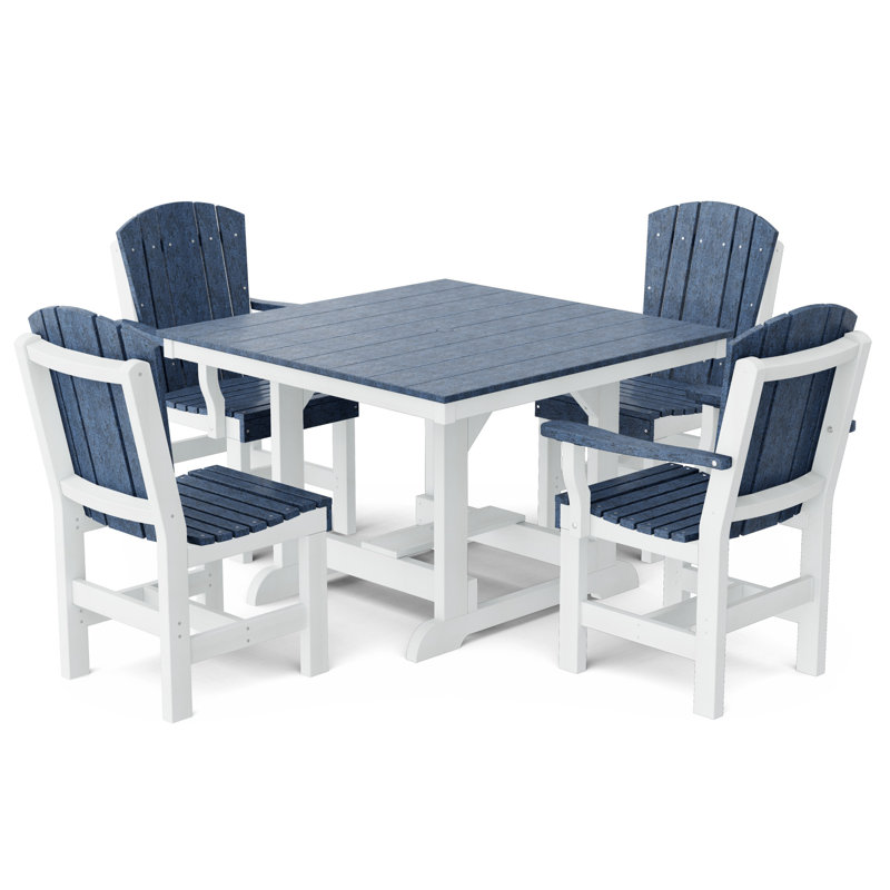Heritage 5-Piece 44" x 44" Dining Set, Patriot Blue/White