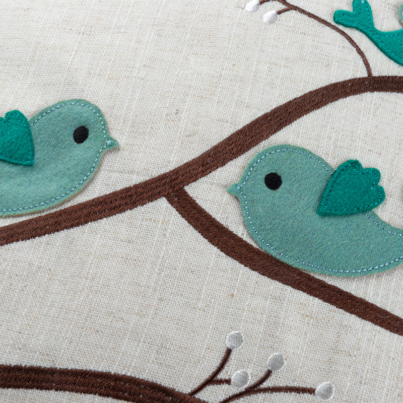 Appliqued Linen Reversible Pillow Cover