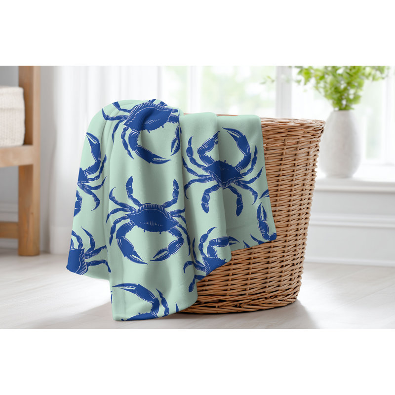 Couverture en velours de coton vison Crabby, L 60 po x l 50 po, Comme neuf
