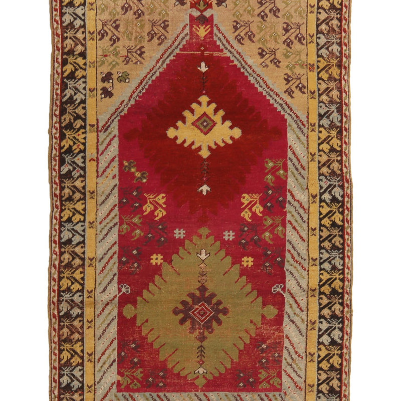 One-of-a-Kind 3'3" X 5'7" Before 1900 Wool Area Rug in