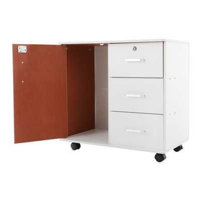 3-Drawer File Cabinet with Lock Mobile Filing Cabinet Storage Cabinet with Drawers for Home Office