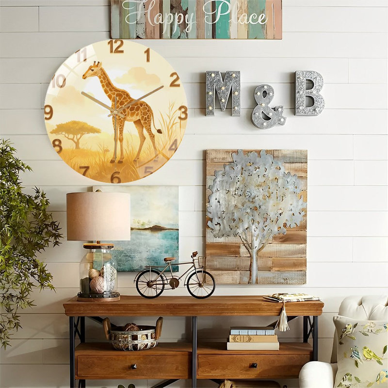 Horloge murale girafe 12 po
