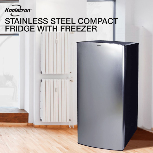 Koolatron Stainless Steel Compact Fridge with Freezer 4.4 Cu Ft