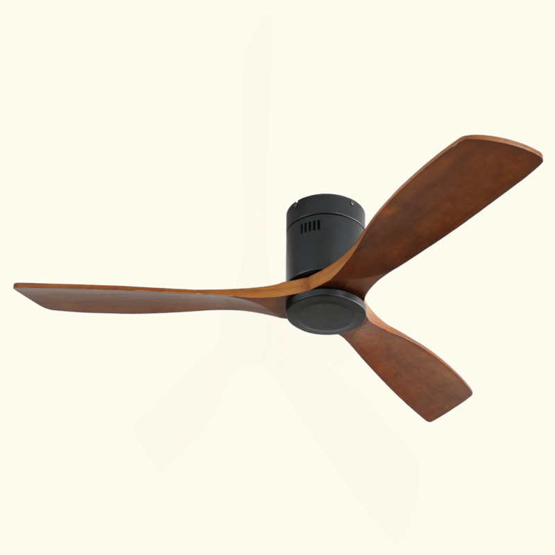 Ventilateur de plafond à profil bas 52 pouces DC 3 sculpté ventilateur de bois lame silencieuse télécommande du moteur sans lumière