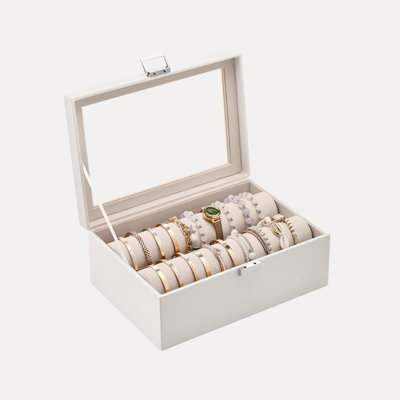 Bracelet Display Holder with Clear Lid -Beige