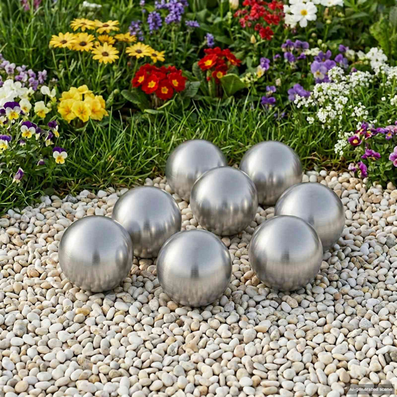  Gazing Ball Silver Stainless Steel 201 Decorative Ornaments Garden Home, 5cm H x 5cm W, Sliver, 8