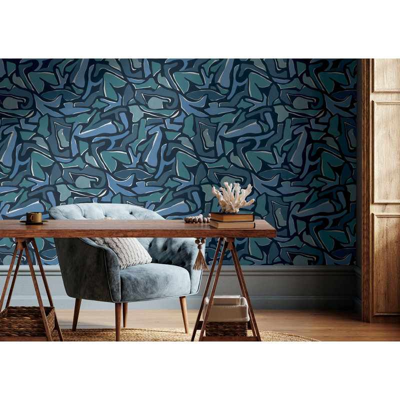 10m x 60cm Puzzle Wallpaper Roll, Bright Blue