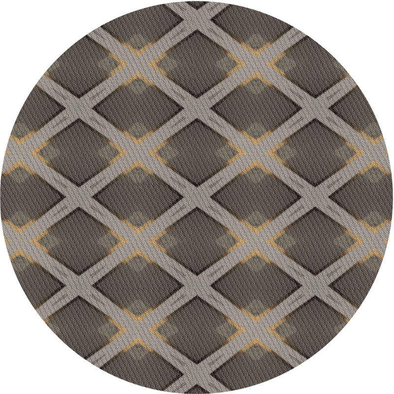 Tapis brun à motif géométrique Sandefur, Rond 8 pi