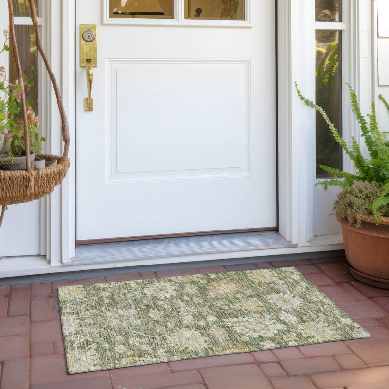 Machine Washable Indoor/Outdoor Cicel ACN1150 Aloe Rug, Rectangle 1'8" x 2'6"