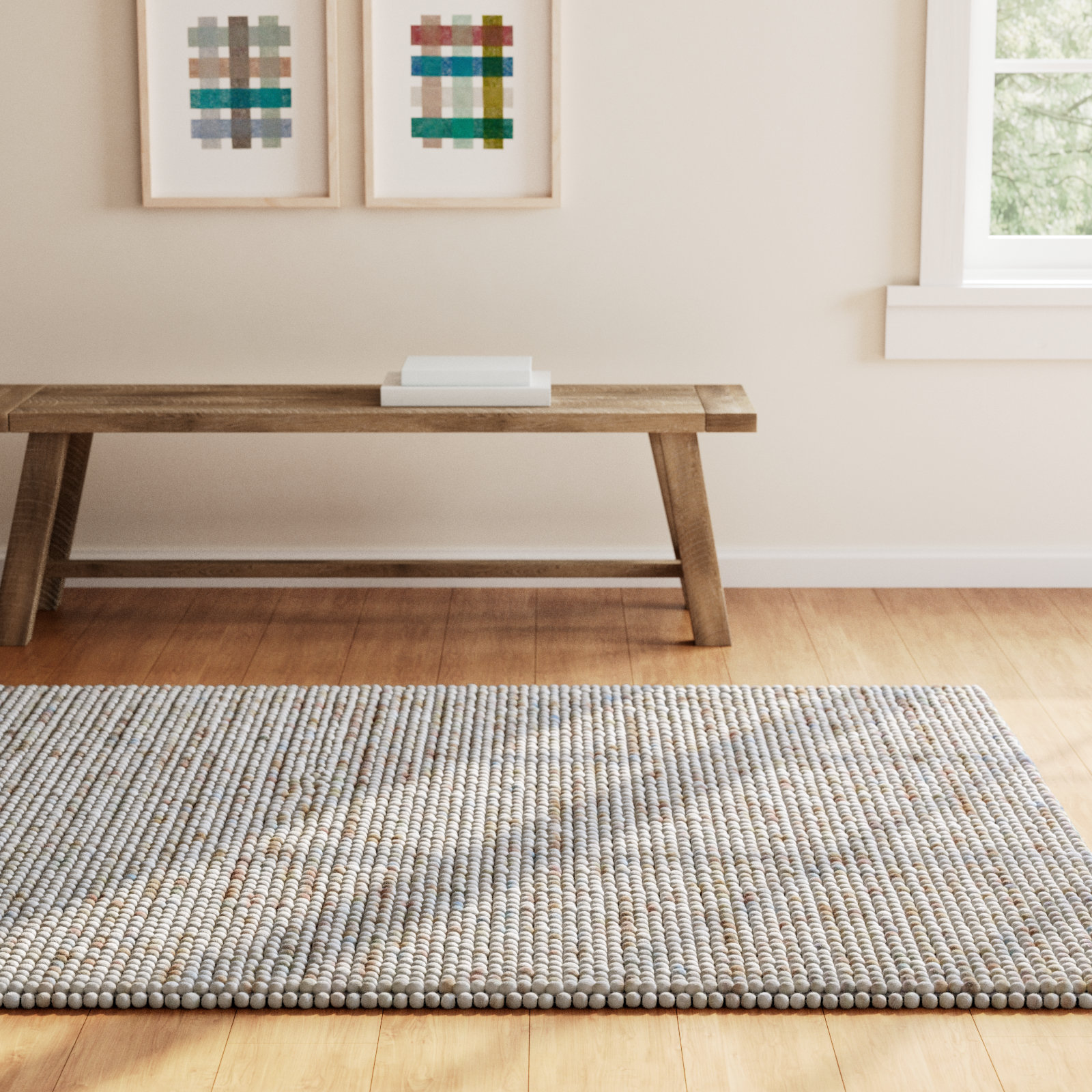 Elle Handmade Ivory / Multi Rug, Rectangle 5' x 8'