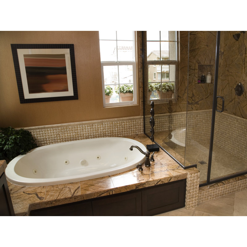 Galaxie 66'' x 44'' Soaking Acrylic Bathtub, Biscuit, Matte Black