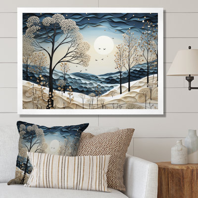 «Blue White Modern Scandinavian Winter Pointillism III», reproduction d'art sur toile