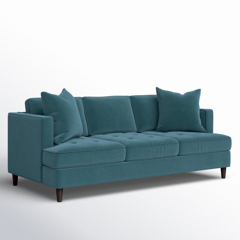 Upholstered 84'' Sofa, Bella Peacock Performance Velvet