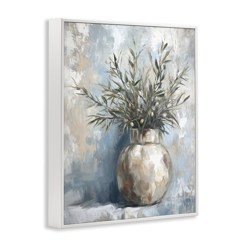 «Pots Olive Branches», estampe numérique encadrée par Ramona Murdock, Estampe numérique encadrée blanc bord de mer