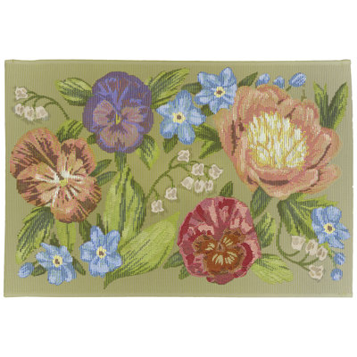 Esencia Floral Synthetic Non-Skid Kitchen Mat