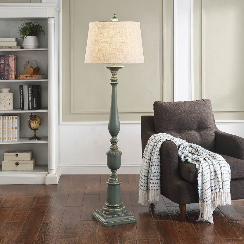 Bordeaux 64'' Traditional Floor Lamp, Sage/Antique Distressing