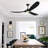 Black 3 Blade Solid Wood Indoor Outdoor Ceiling Fans with Lights for Patios Living Room Bedroom - 60 Inch-912080174