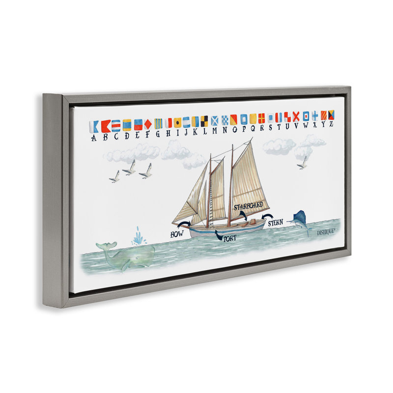 Drapeaux de voile nautique, Cadre flottant gris lustré, H 14 po x l 31 po