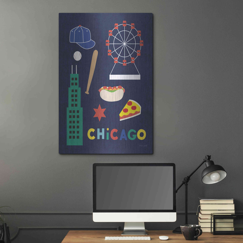 «City Fun Chicago» par Ann Kelle Designs, art mural en métal, 12 po x 16 po, H 36 po x l 24 po