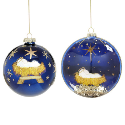 Glittered Silent Night Disc Ornament 4 - 5 Inches Set Of 12