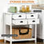 Armoire de rangement blanche à 4 tiroirs et tablette à lattes pour la cuisine, côté salon avec 4 tablettes