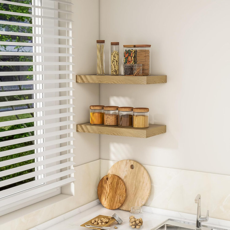 Floating Shelves For Wall - 2 Pack Rustic Wood Wall Mounted Shelves With Invisible Brackets For Home Decor And Storage