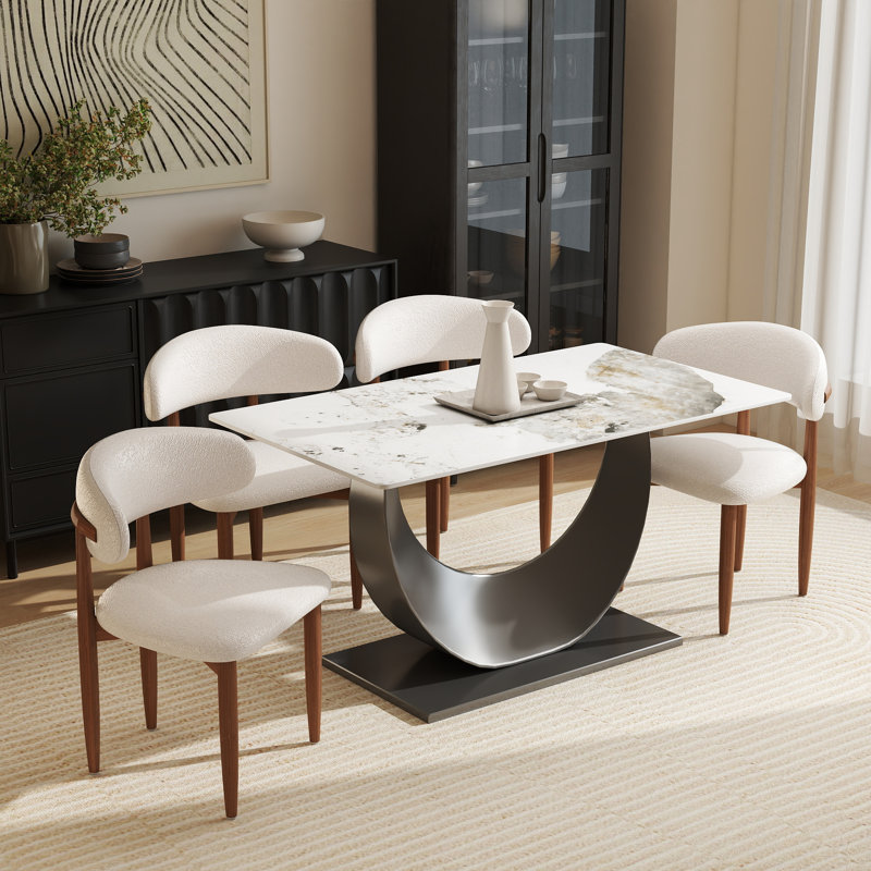 Ensemble de salle à manger Juvan, H 29,21 po x l 55,11 po x P 31,5 po, 5 pièces: table, 4 chaises, Beige/brun