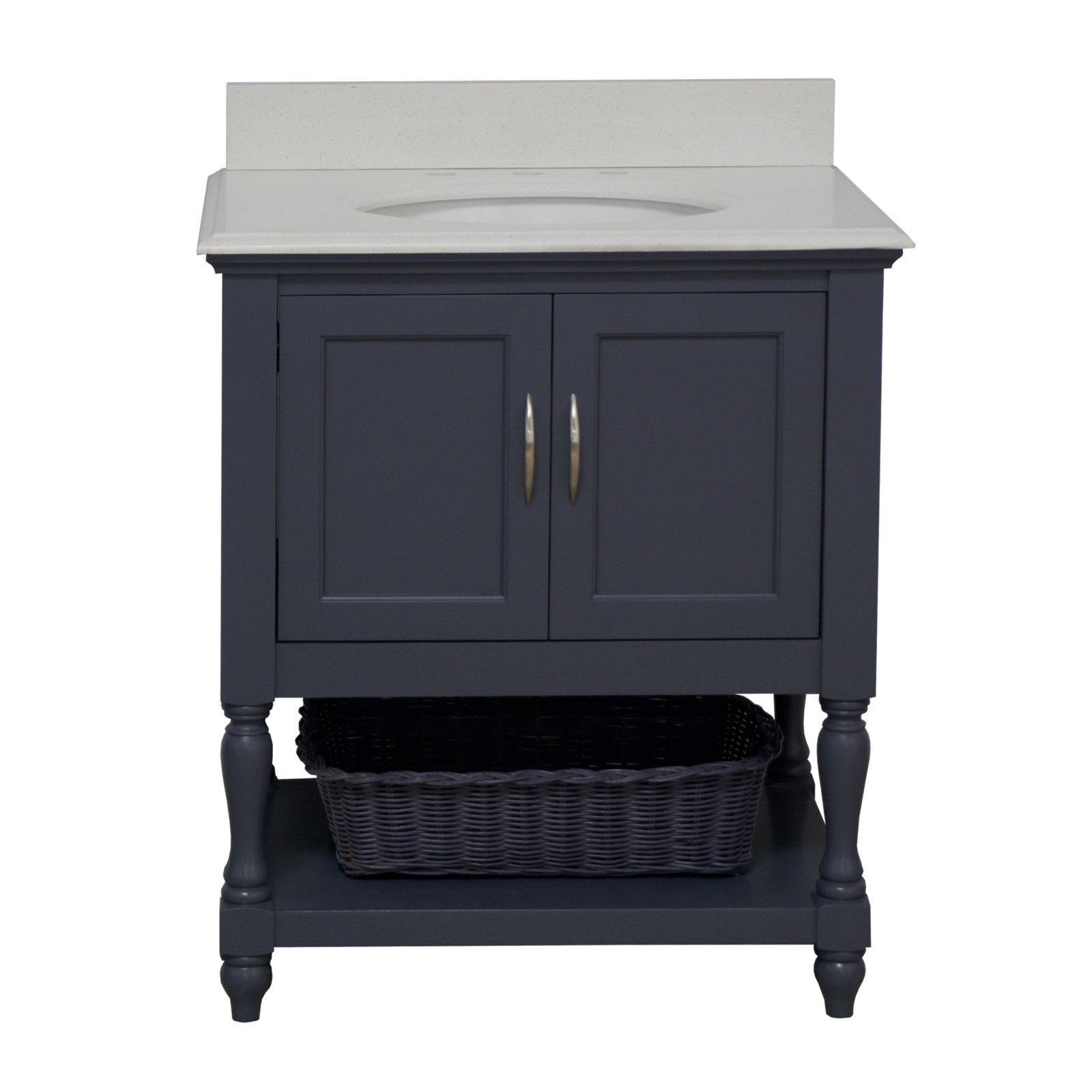 30'' Single Bathroom Vanity, Charcoal Gray, Quartz