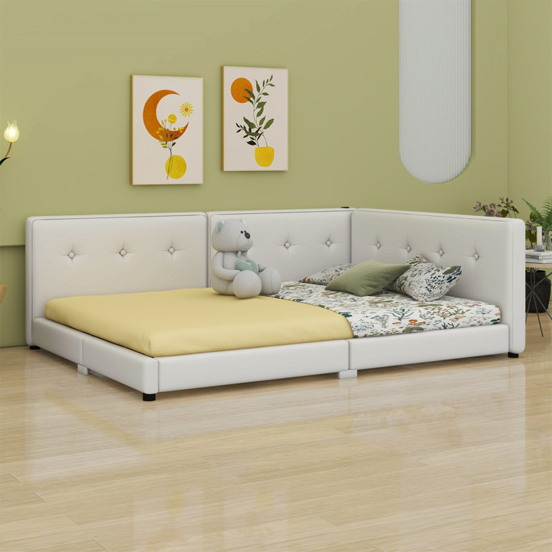 Ishaa Upholstered Panel Bed, Beige