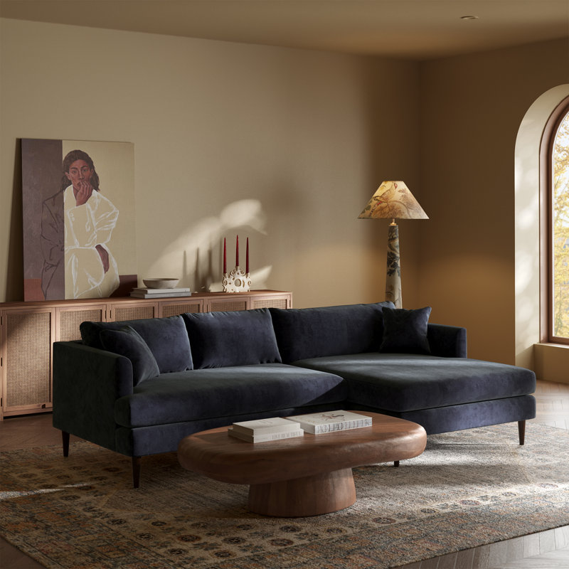 Lucerne 108" Velvet Sectional With Extra-Wide Chaise, Right Hand Facing