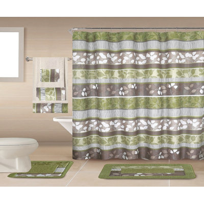 Barmore Floral Shower Curtain with Hooks Included